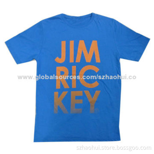 Men's Round Neck Printed T-shirts, Made of 100% Cotton Single Jersey 160g